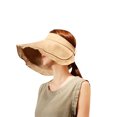 thumbnail image 3 of Kmbangi Female Visor Cap Solid Color Ruffled Sun Hat Hollow Out Bucket Hat, 3 of 9