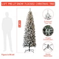 thumbnail image 2 of Bingirl 6.5FT Pre - Lit Pencil - shaped Flocked and Frosted Artificial Christmas Tree with LED Lights and Foldable Stand, Realistic Look for Christmas Home Decor, 2 of 6