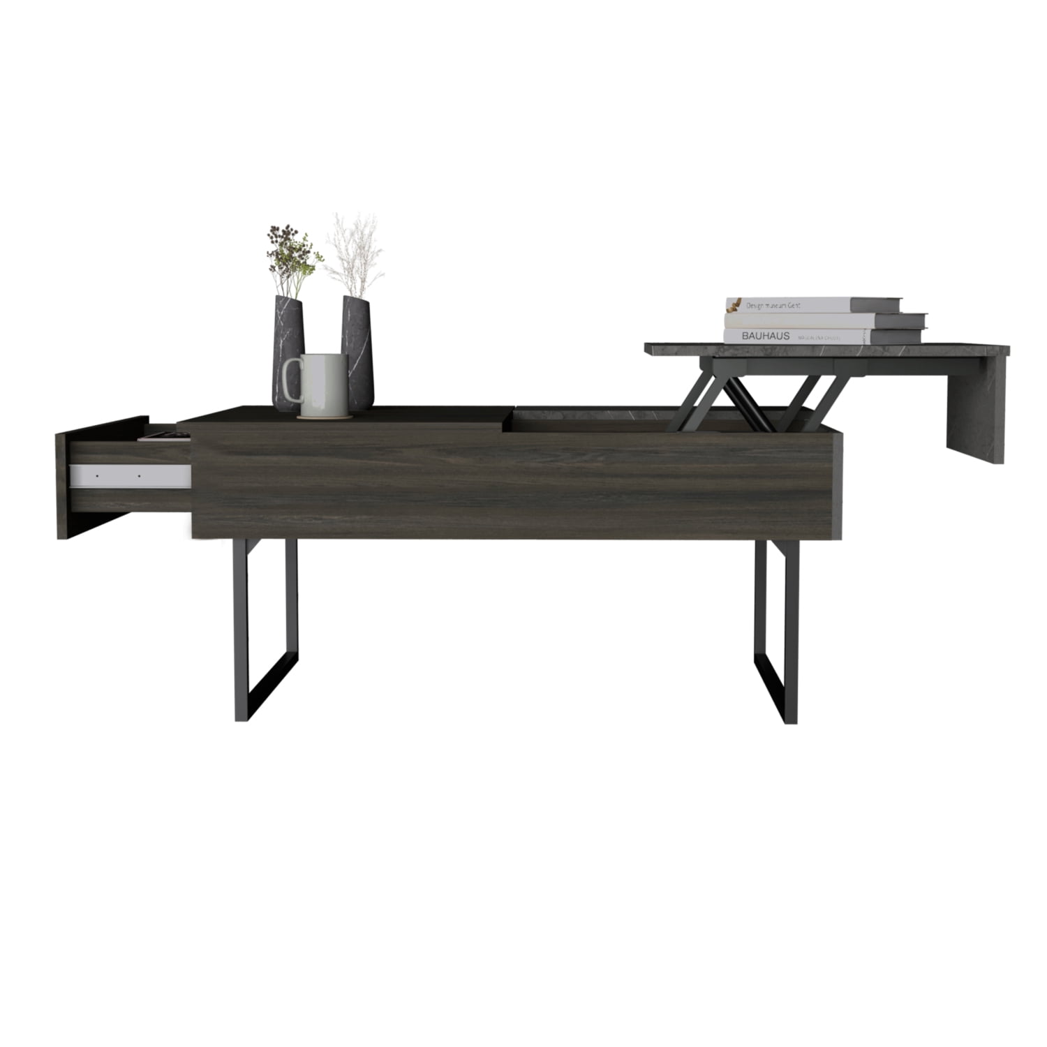 Lift Top Coffee Table 2 Dazza Onyx Finish with Storage