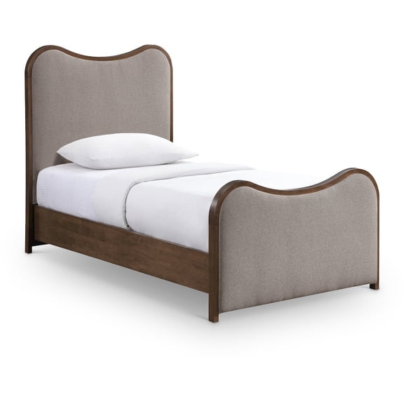Meridian Furniture Arvada Brown Linen Textured Fabric Upholstered Twin Bed