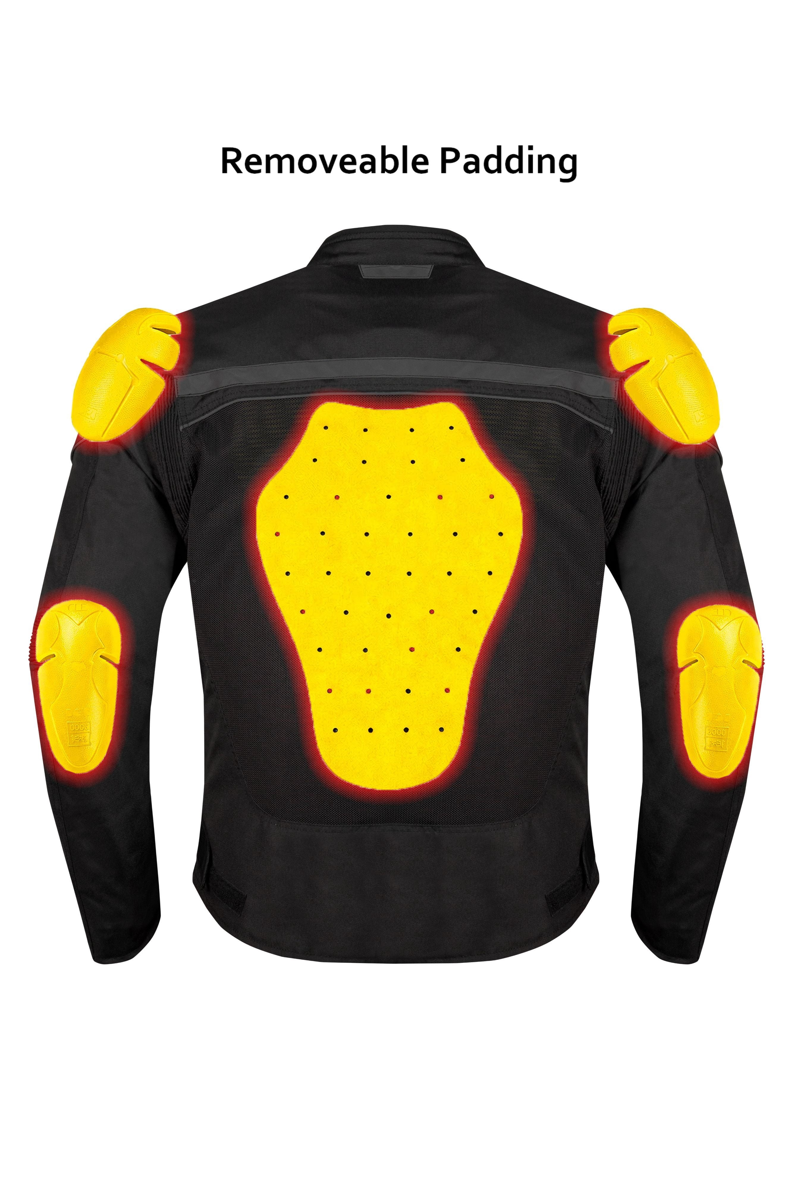 Dream Apparel Men’s Mesh Motorcycle Jacket with Removable Armor, Reflective Trim, Zip-Out Lining, Adjustable Cuffs