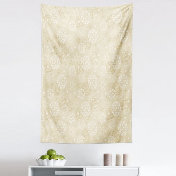 Ivory Tapestry, Science Molecules Motif Chemical Bonds Circular Atoms in Soft Toned Form Design, Fabric Wall Hanging Decor for Bedroom Living Room Dorm, 5 Sizes, Cream White, by Ambesonne