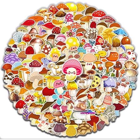 Surrme 200pcs Cute Vinyl Waterproof Aesthetic Mushroom Stickers, Laptop ...