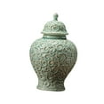 thumbnail image 4 of Porcelain Ginger Jar Vase Ceramic Tea Canister Tin Embossed Design Decorative Storage for Living Room Office Cabinet, 4 of 9
