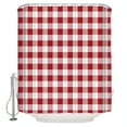 thumbnail image 2 of Farmhouse Red Plaid Waterproof Fabric Shower Curtain, Rustic Red White Checkered Shower Curtain for Bathroom Curtains Bathtubs Hotel Washable Shower Curtains with 12 Hooks Standard 72x72, 2 of 6