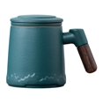 thumbnail image 2 of Filtro de taza de té de 400ml con y tapa, taza de café, taza de té de cerámica, taza con de té para el hogar, café, Hotel, tienda de Verde Macarena taza de remojo, 2 of 8