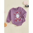 thumbnail image 4 of Infant Baby Girls Halloween Clothes Ghost Letter Long Sleeve Sweatshirt Romper Bodysuit Fall Holiday Clothes 0-24M, 4 of 8