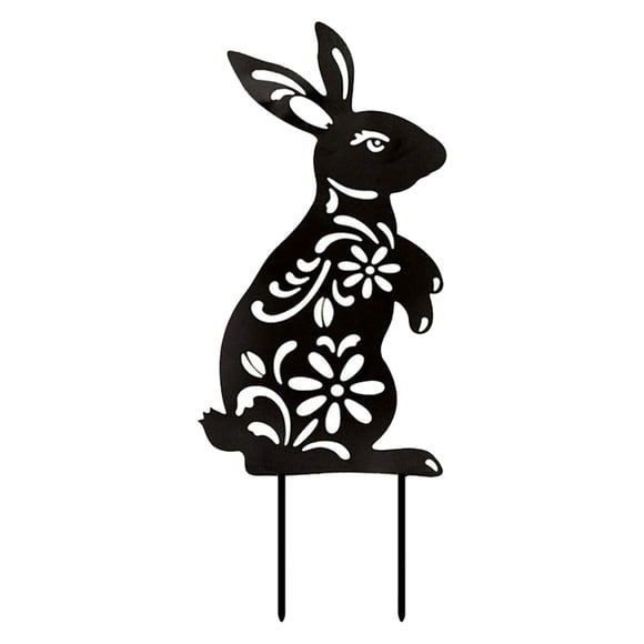 Hearth & Gear Piquets de Jardin Lapin 1Pcs Décorations de Jardin Lapin Noir pour Extérieur Auvent et Jardin de Cor pour Célébrations de Pâques et de Printemps Statue de Jardin Extérieur Support de Drapeau de Jardin