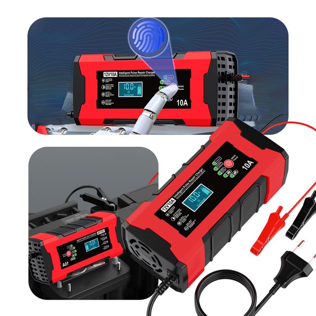 Cargador Batería Del Automóvil 12V 10A Pantalla Táctil Reparación Pulso LCD Digital (UE)