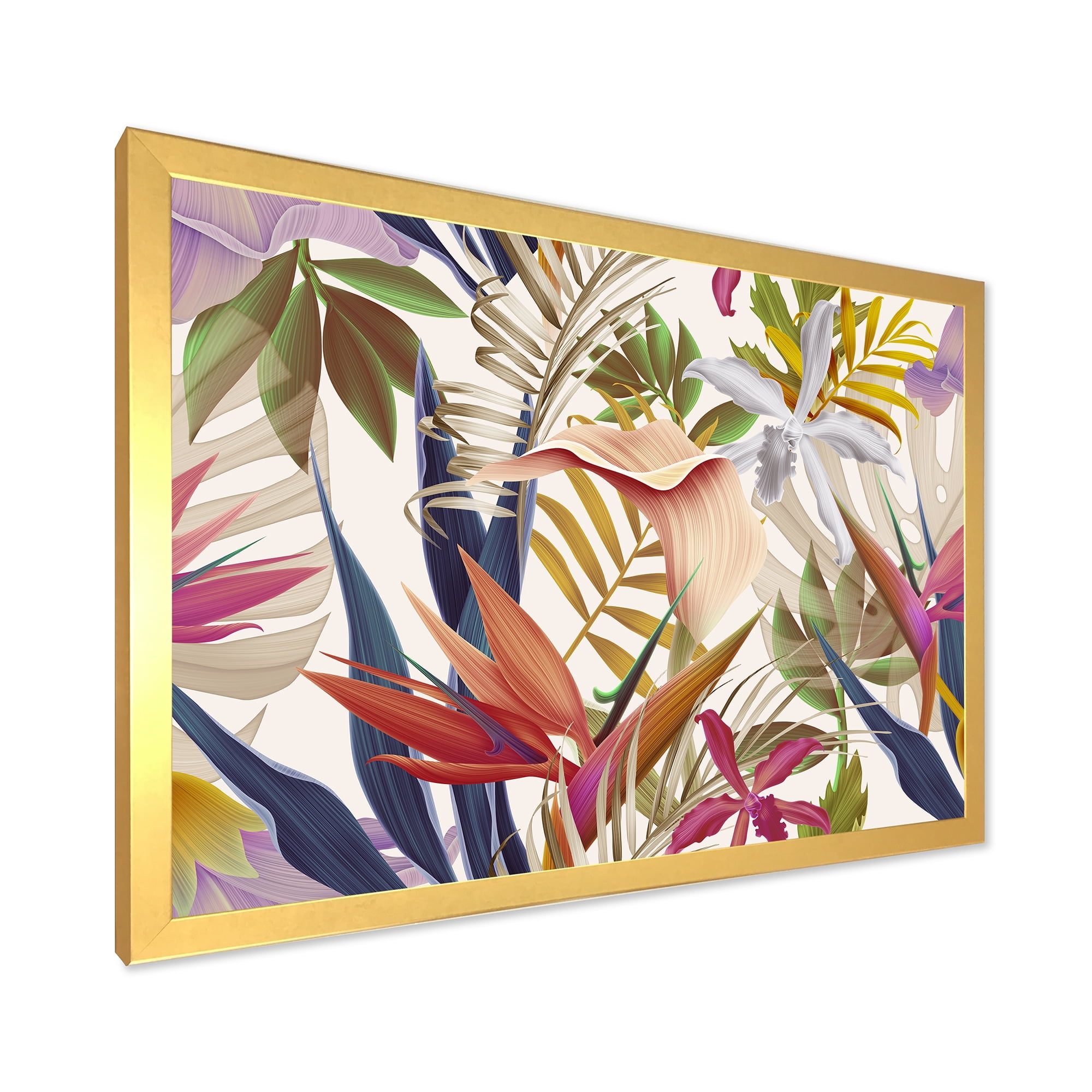Designart 'VIntage Tropical Flowers VIII' Tropical Framed Art Print
