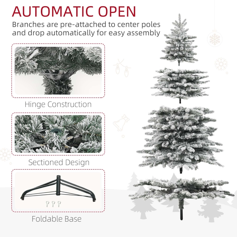 Alvantor Christmas Tree Pre-Lit Flocked with 500 LED Lights 51.2"x51.2"x90" 7.5ft Green