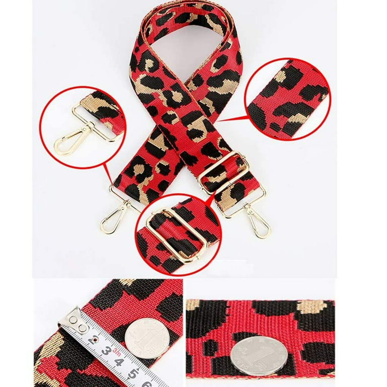 Leopard Print Adjustable Purse Strap in Metallic Red