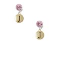 thumbnail image 2 of Delight Jewelry Goldtone Capital Letter - J - Pebble Disc - Pink Crystal Clip on Earrings, 2 of 5