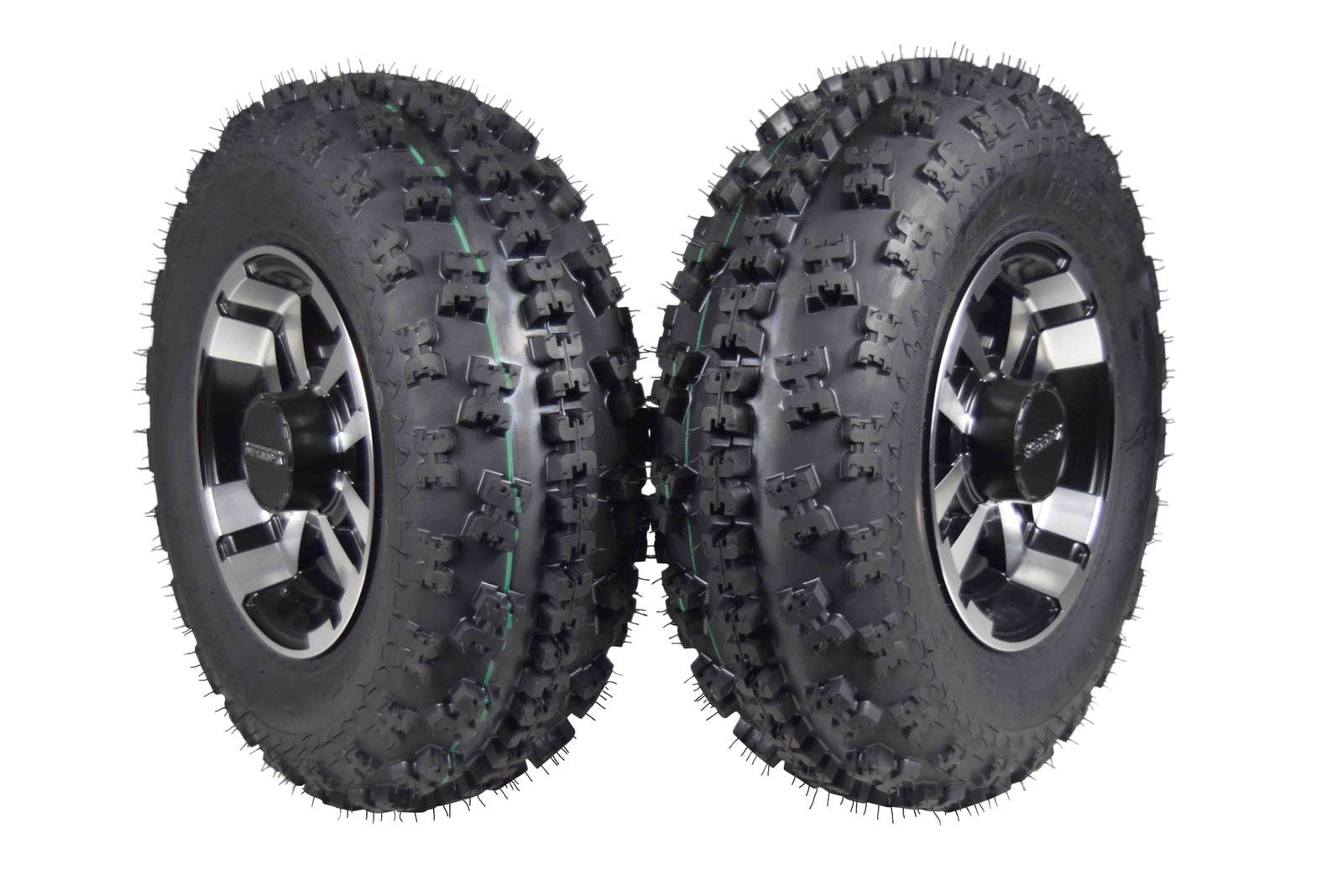 FRONT 21x7-10 MASSFX TIRE WITH MACHINED MASSFX 10x5 4/144 RIM 2 PACK 