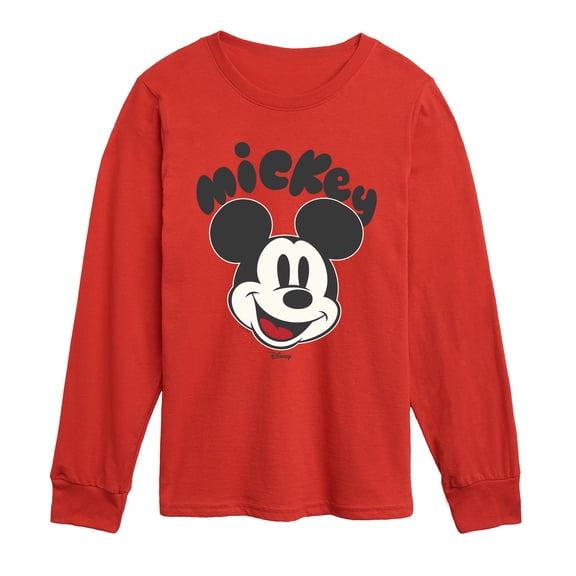 Disney - Mickey Mouse Head - Youth Boys Long Sleeve Graphic T-Shirt