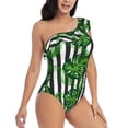 thumbnail image 3 of Goofa Palm Greenery Pattern Women's One Piece Swimsuits Tummy Control Bathing Suits Asymmetric One Shoulder Swimwear-Large, 3 of 6