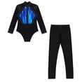 thumbnail image 5 of iiniim Girls Dance Unitard Ice Skating Outfits Long Sleeve Gymnastics Leotard with Yoga Leggings Pants Set Activewear Blue 8, 5 of 7