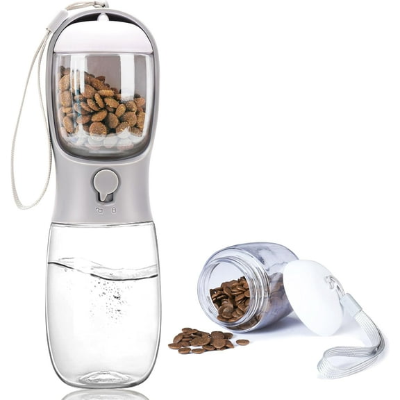 Ftwujt Dog Water Bottle,Portable Pet Water Bottle with Food Container,Outdoor Portable Water Dispenser for Cat,Puppy,Pets for Walking,Hiking,Travel,Puppy Essentials,Dog Stuff