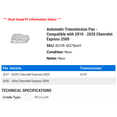 thumbnail image 2 of Automatic Transmission Pan - Compatible with 2010 - 2020 Chevy Express 2500 2011 2012 2013 2014 2015 2016 2017 2018 2019, 2 of 2