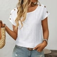 thumbnail image 7 of yillto Womens Tops Business Casual Dressy 2025 Summer Tops Short Sleeve Hollow out Button Work Blouses, 7 of 7