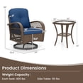 thumbnail image 3 of Gymax 3PCS Patio Swivel Rocker Set Gliding Bistro Furniture Set w/Tempered Glass Table, 3 of 10