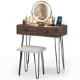 thumbnail image 1 of Patiojoy Vanity Desk Set Makeup Vanity Table with Removable Mirror Dressing Styling Table Rustic Brown, 1 of 9