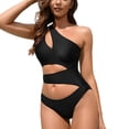 thumbnail image 1 of Gibobby Trajes de Baño Mujer Completo Traje de baño de mujer Bikini sexy Traje de baño unido de color sólido Traje de baño de cintura alta Traje de playa(Negro,M), 1 of 5