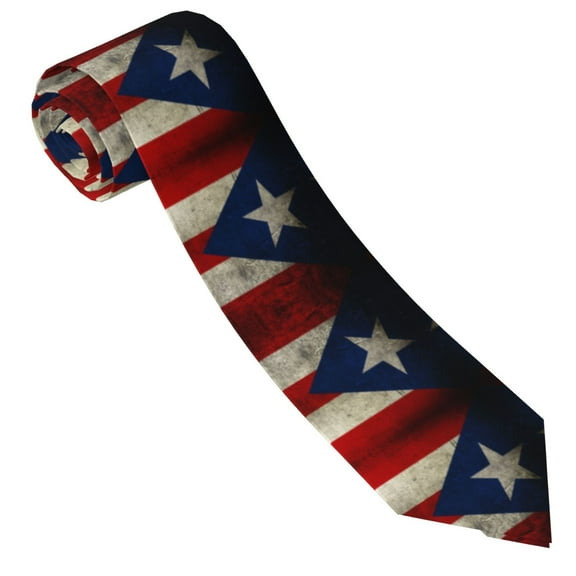 Men'S Tie Retro Puerto-Rico-Flag Print Polyester Necktie - One Size