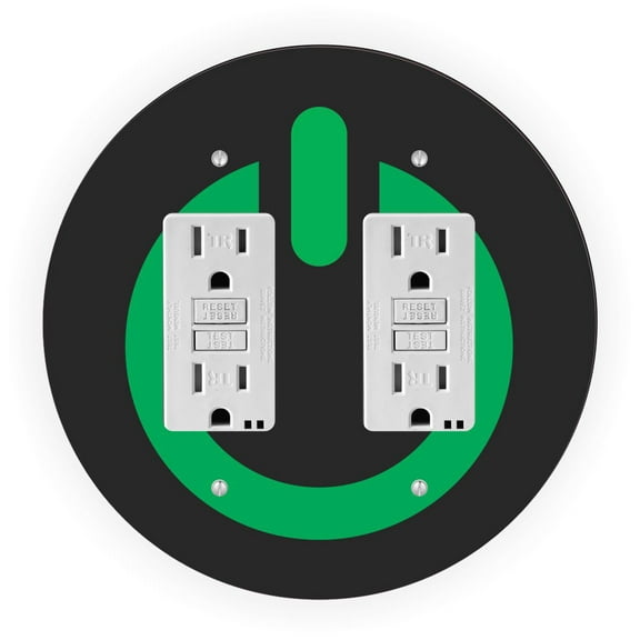 Power On Button Design - Round Light Switch Plate Cover - Double GFI