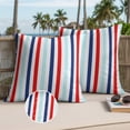 thumbnail image 3 of Red Blue Stripe Outdoor Pillow Covers 26x26 Set of 2,Waterproof Patio Throw Pillowcase Protectors,Gradient Geometric White Vertical Striped Decorative Pillow Shams Cushion Covers for Seat Bed Couch, 3 of 8