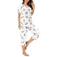 thumbnail image 4 of Tnhcen 2-Piece Women's Leaf Print Summer Pajama Set - Cool Short Sleeve Capri Pants with Pockets Homewear S-3XL, 4 of 6