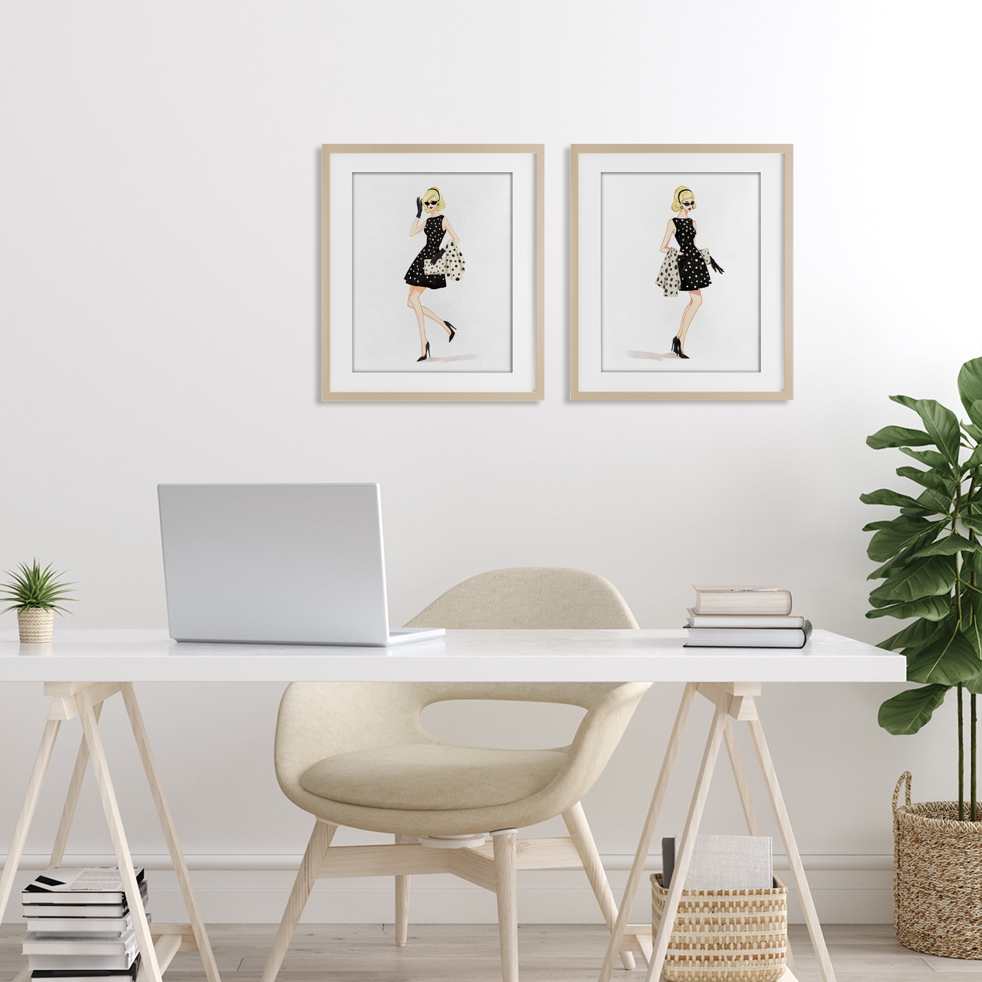 Stupell Industries Retro Glam Female 2 Piece Birch Framed Print Under Glass Set, design by Ziwei Li