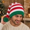 thumbnail image 4 of Lumtrix Christmas Knitted Elf Hats Santa Hat For Adults Xmas Beanie Winter Hats With Pompom Crochet Caps For Women Men White One Size, 4 of 5