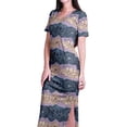 thumbnail image 5 of Moomaya Long Bodycon Maxi Dress For Womens Short&nbsp;Sleeve V neck Printed Jersey T-shirt Dress, 5 of 6