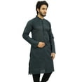 thumbnail image 2 of Atasi Men's Casual Linen Long Kurta Gray Ethnic Designer Shirt Wear-Small, 2 of 7