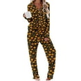thumbnail image 2 of Ailaofu Cute Printed Pajamas Set for Women Casual Long Sleeve Button Down Halloween Loungewear Oversized Sleepwear, 2 of 6