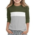 thumbnail image 4 of KyCheLot 3/4 Sleeve Tshirts for Boys Girls Color Block Crewneck School Casual Shirts Spring 3-12 Years, 4 of 5
