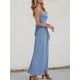 thumbnail image 4 of Vestido largo CUPSHE con cuello en V, sin mangas, largo y retorcido, rayón azul, 4 of 7