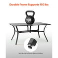 thumbnail image 4 of KFFKFF Outdoor Patio Dining Table, 59-inch Rectangular Metal Steel Slat Design for 4-6 People, Featuring 1.5-inch Umbrella Hole, Durable Furniture for Lawn, Garden, Porch, and Backyard, Black, 4 of 9