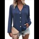 thumbnail image 1 of Camisetas de Mujer con Botones, Mangas 3/4, Cuello en V, Camisetas Casuales de Verano para Mujer Azul XXXL, 1 of 7
