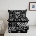 thumbnail image 5 of Homewish Bohemian Skull Damask Twin Comforter Sets,Halloween Bedding Set,Black Gray,Black Reversible,2pcs,1 Comforter and 1 Pillowcase, 5 of 7