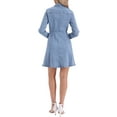 thumbnail image 3 of Women's Denim Dress Button Down Collar V Neck Long Sleeve A-line Cotton Jean Dress XL Sky Blue, 3 of 6