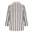 thumbnail image 4 of Women's Striped Button Down Shirt Long Sleeve Casual Linen Blouse Loose Fit Office Work Wear Spring Summer Outfit Brown S, 4 of 6