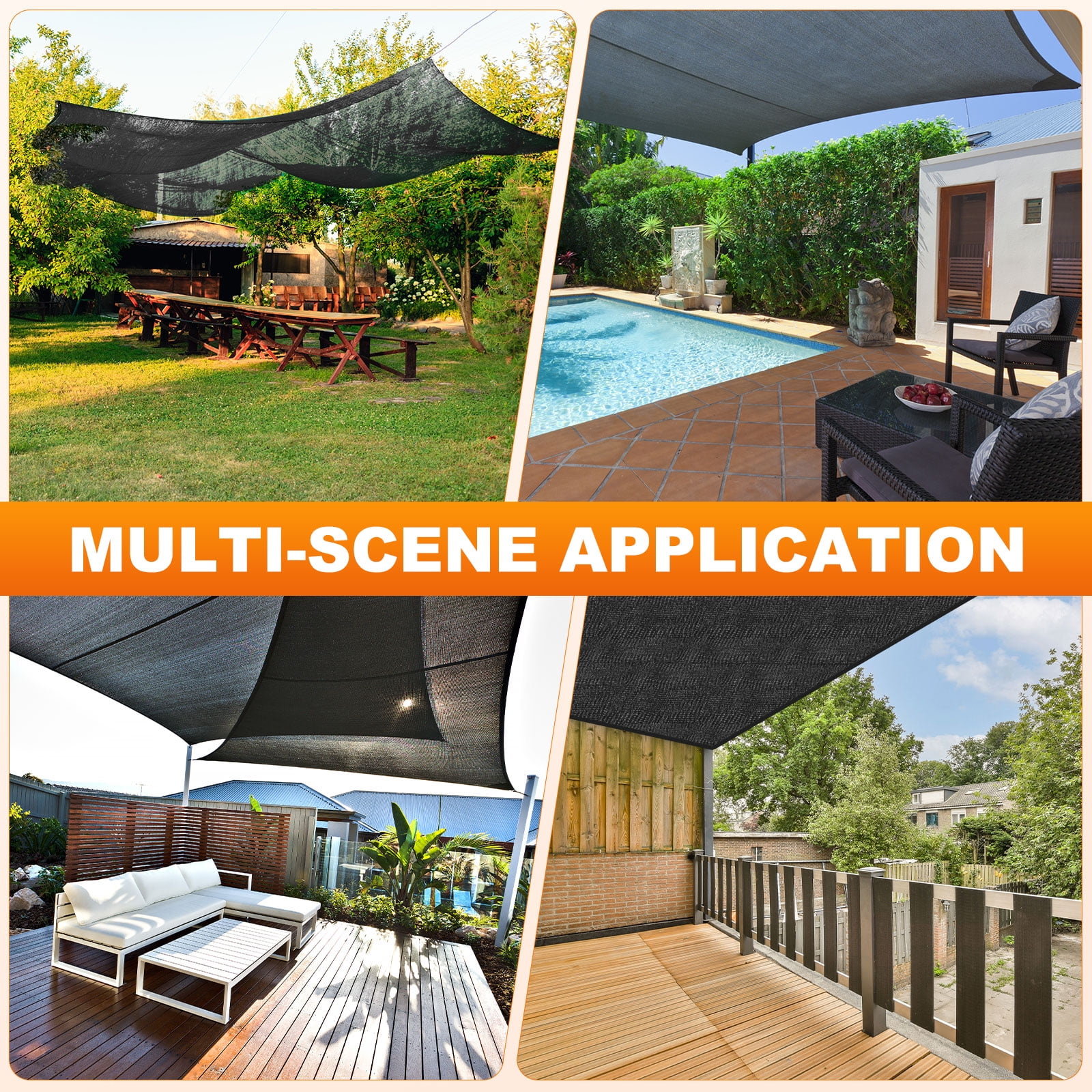 Uxcell 90% Sun Shade Cloth for Garden, HDPE 6.5x10 FT Sun Shade Net with Reinforced Grommets for Patio/Greenhouse [Black]