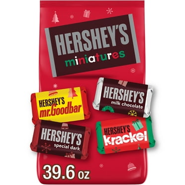 Hershey's Miniatures Assorted Chocolate Christmas Candy, Bulk Bag 39.6 oz