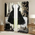 thumbnail image 2 of Black Dress 30%-50% Blackout Curtains Modern Fashion Curtains Eiffel Tower Paris Themed Bedroom Curtains Fashion Woman Dress Window Curtains Black High Heels Romantic Makeup Decor Curtains,84"Wx63"L, 2 of 5