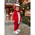 thumbnail image 3 of RUINIXCW Newborn Baby Christmas Costume Infant Baby Girl Boy Christmas Outfit Fall Winter Fleece Romper Sleeveless Hooded Zipper Xmas Cosplay Clothes, 3 of 9