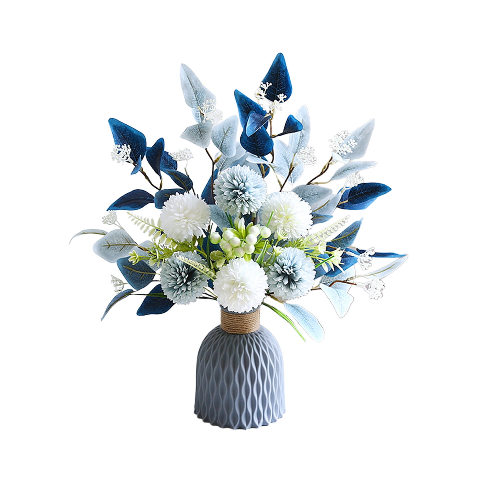 Clearance of savings! Artificial Flowers With Vases Fake Hydrangea With Bouquet Combination Living Room Family Banquet Party Wedding Decoration Outdoor Indoor Garden Home Decoration
