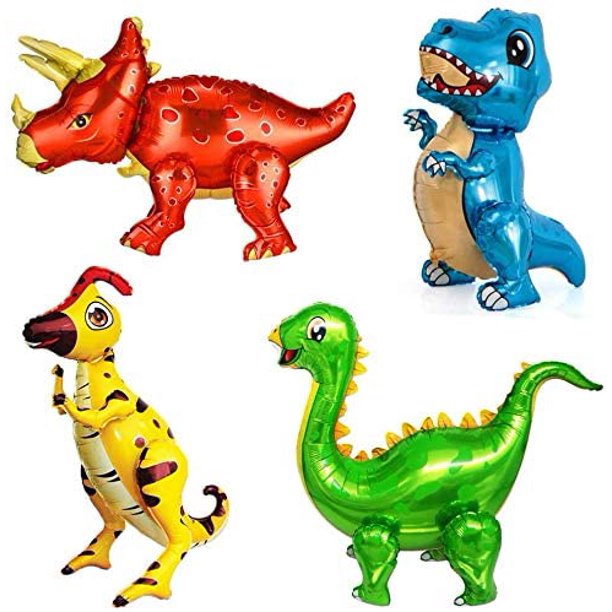 4Pack Giant Self Standing Dinosaur Foil Balloons for Dino Birthday ...