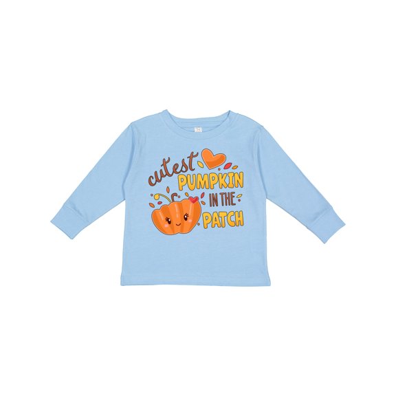 Inktastic Cutest Pumpkin in the Patch with Orange Heart Boys or Girls Long Sleeve Toddler T-Shirt